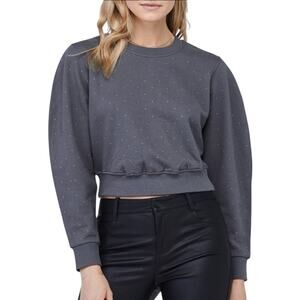 NWT David Lerner Zoe Dot Print Voluminous Sleeve Crop Top in Gray Size XS